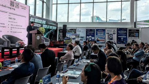 Mickaël Driol speaking at the Ho Chi Minh City Industry 4.0 and Smart Supply Chain Forum